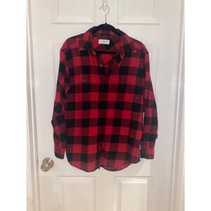 TNA Aritzia Red Flannel Plaid Button Shirt L/S Size Small Men